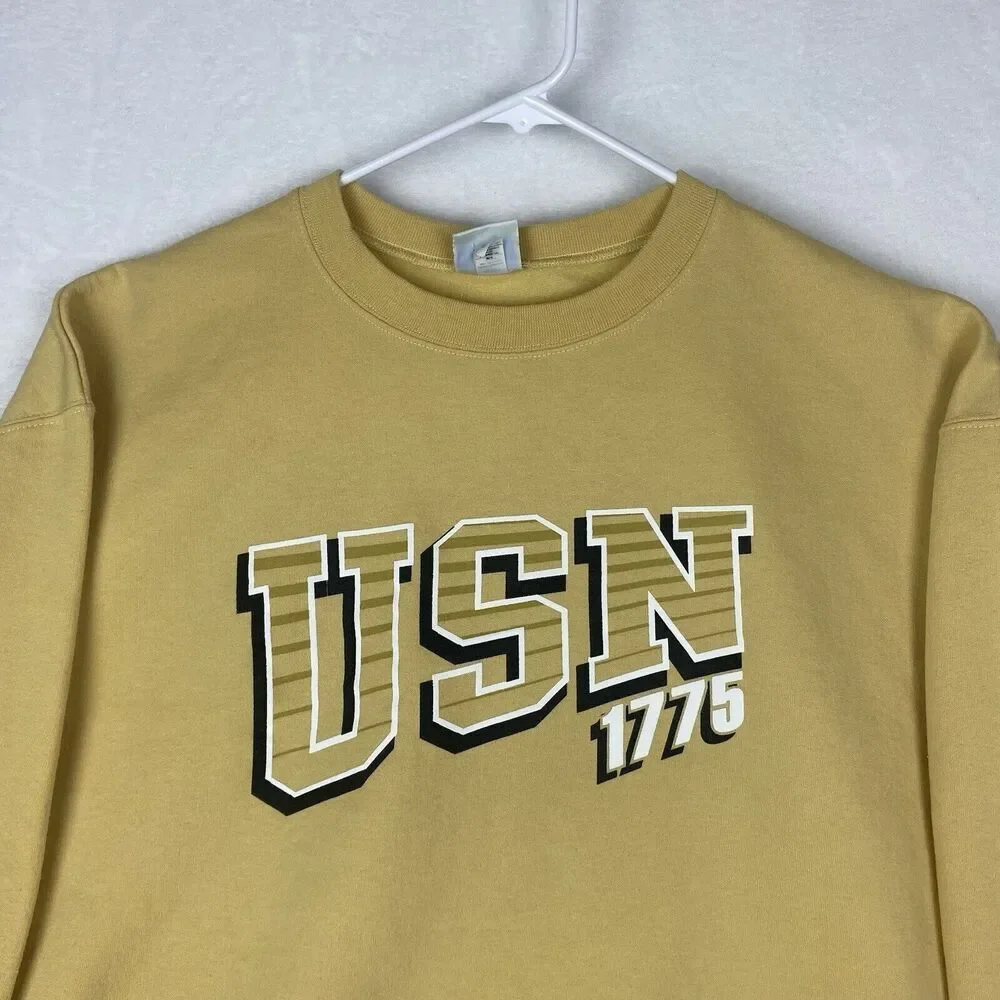Vintage Champion USN United States Navy Sweater Mens XXL 2XL Yellow Sweatshirt